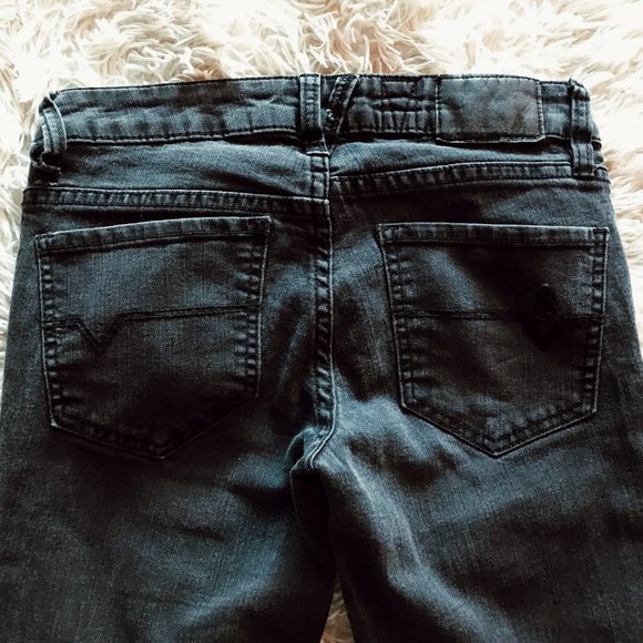 UEC - Volcom Jeans Size 1 - Distressed Washed Black w/raw hem - Straight Leg - Picture 7 of 9